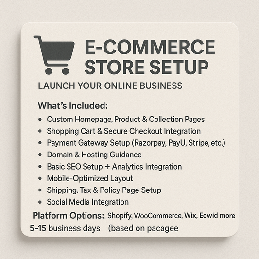 🛒 E-Commerce Store Setup – Launch Your Online Business